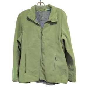 Wind River Jacket Fleece Full Zip up Green zip up Pockets Long Sleeve Sweater